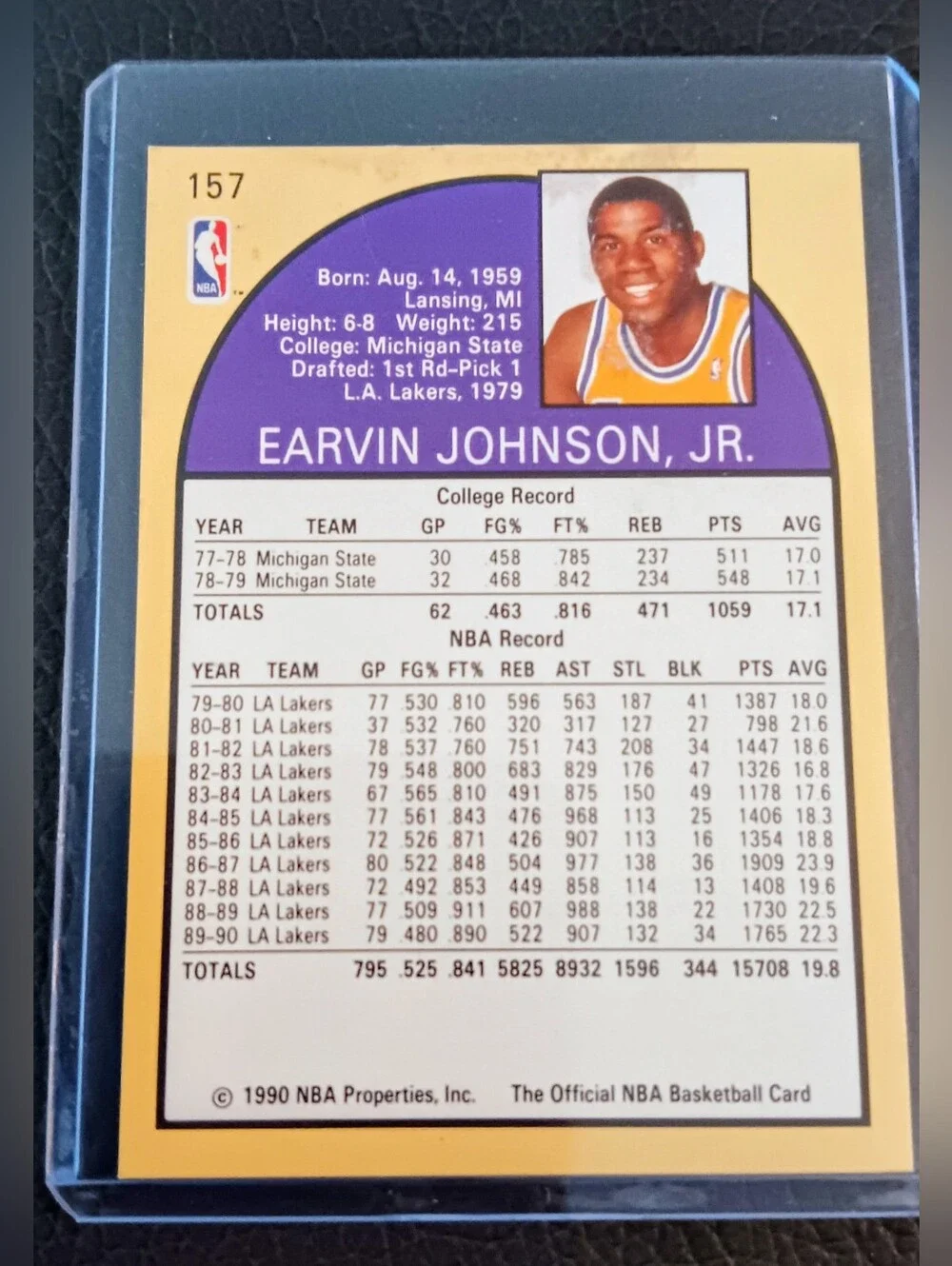 NBA Properties 1990-91 Hoops Magic Johnson Most Valuable Player #157 Lakers